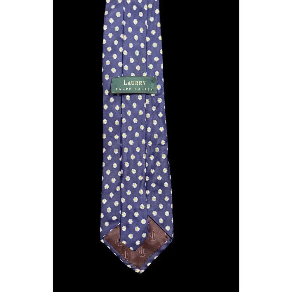 Lauren Ralph Lauren Pure Silk Tie Blue Yellow Academic Career